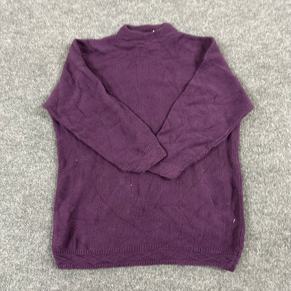 Arielle Sweater Womens Size XL Purple Mock Neck Textured Knit USA Made Pullover